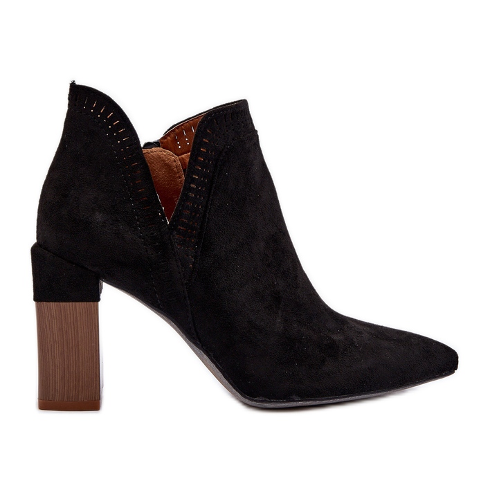 Botines negros de tacón alto Vailen con estampado calado Botines negros de tacón alto Vailen con estampado calado