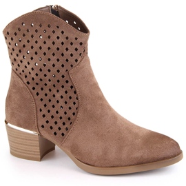 Botas cowboy mujer ante calado marrón Vinceza 58239