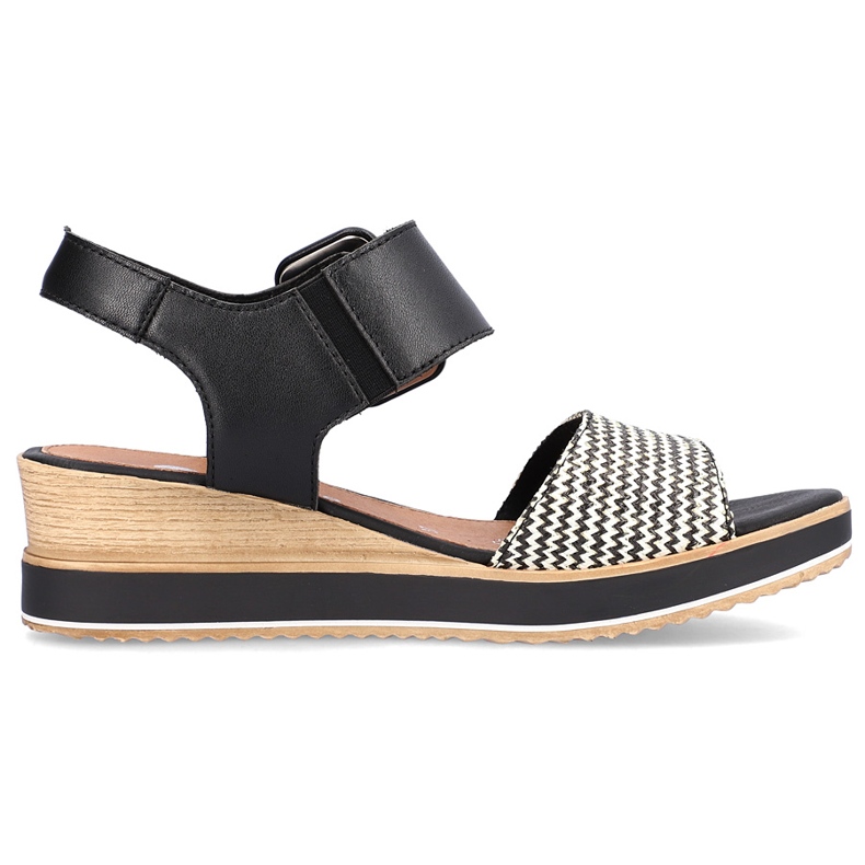 Sandalias cuña cómoda piel con velcro Remonte D6453-01 negro