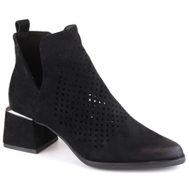 Botas mujer ante tacón calado, negro Potocki SZ12356