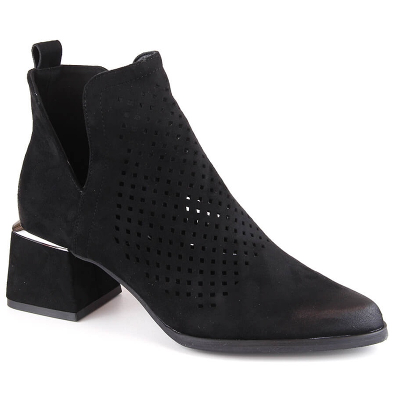Botas mujer ante tacón calado, negro Potocki SZ12356