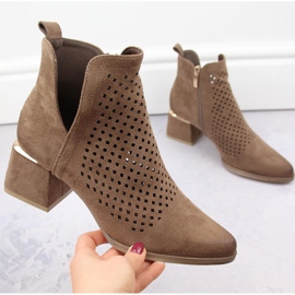 Botas mujer ante tacón calado marrón Potocki SZ12356