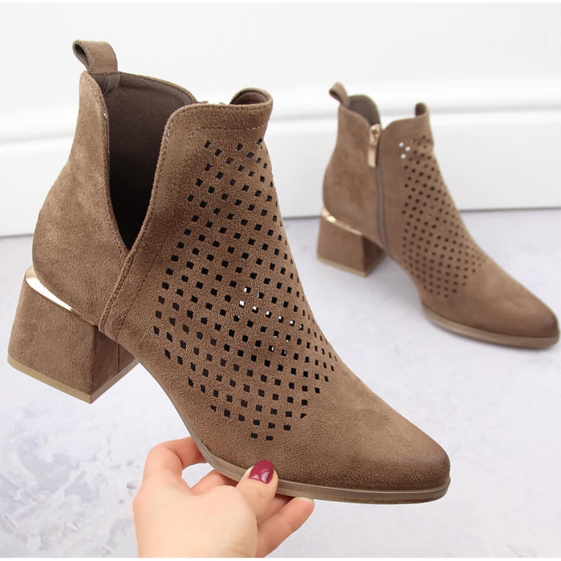 Botas mujer ante tacón calado marrón Potocki SZ12356