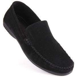 Zapatos de hombre de piel ante, mocasines negros, T.Sokolski W1401-1