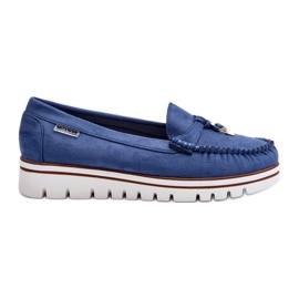Mocasines De Mujer Con Plataforma Azul Railav
