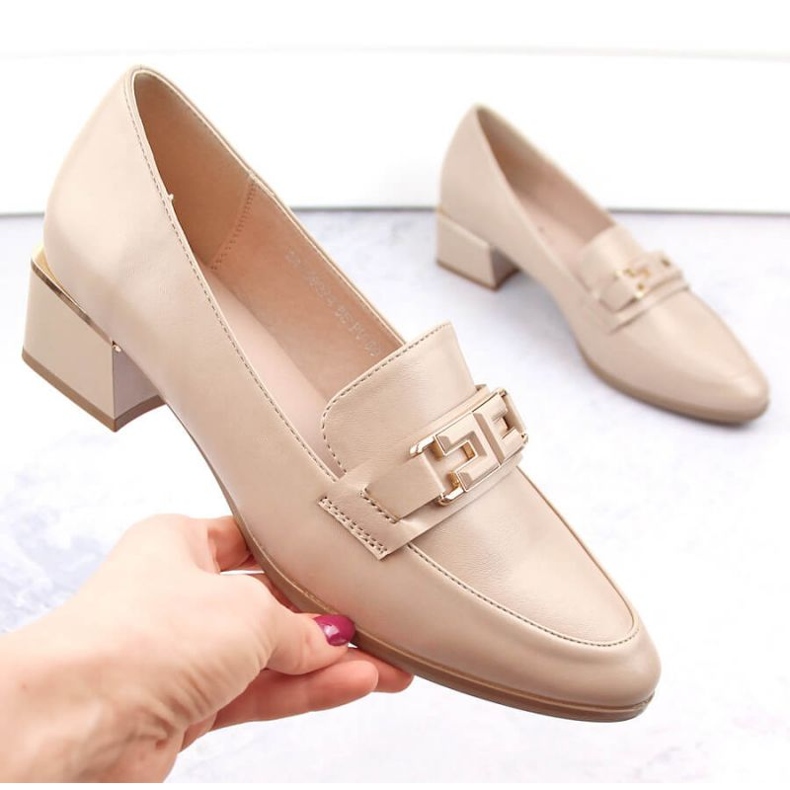Vinceza W JAN270B Zapatos tacón bajo beige