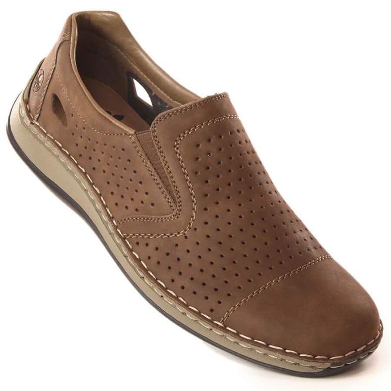 Zapatos de piel calados Rieker M RKR198A marrón