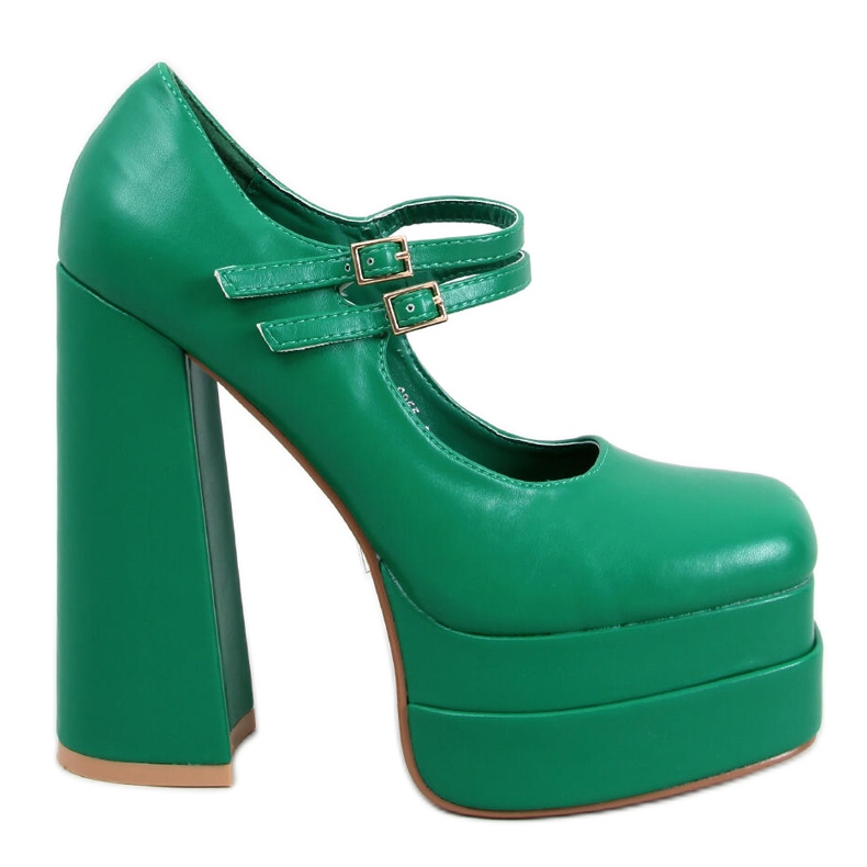 Zapatos de tacón con plataforma de grano Loit Green verde
