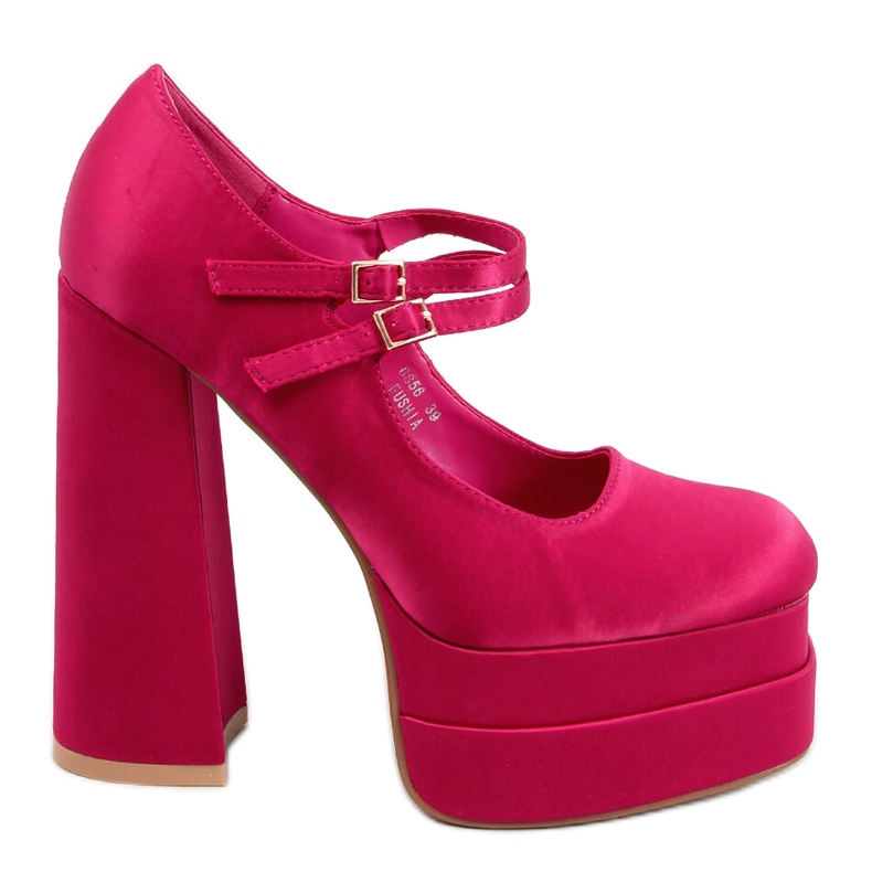 Zapatos de tacón con plataforma de satén fucsia de Prandi rosado