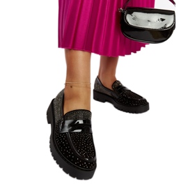 Mocasines negros decorados con pedrería Newport