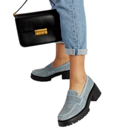Mocasines azules con tacón Parent macizo. Mocasines azules con tacón Parent macizo.