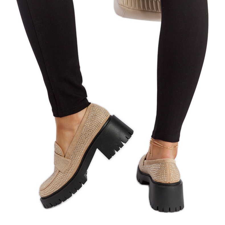 Mocasines beige con tacón macizo de Parent