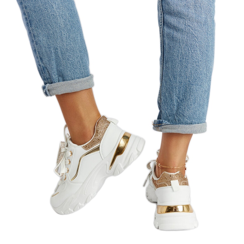 Zapatillas blancas enormes con pedrería Euclid. blanco Zapatillas blancas enormes con pedrería Euclid. blanco