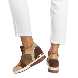 Zapatillas cuña marrón castaño
