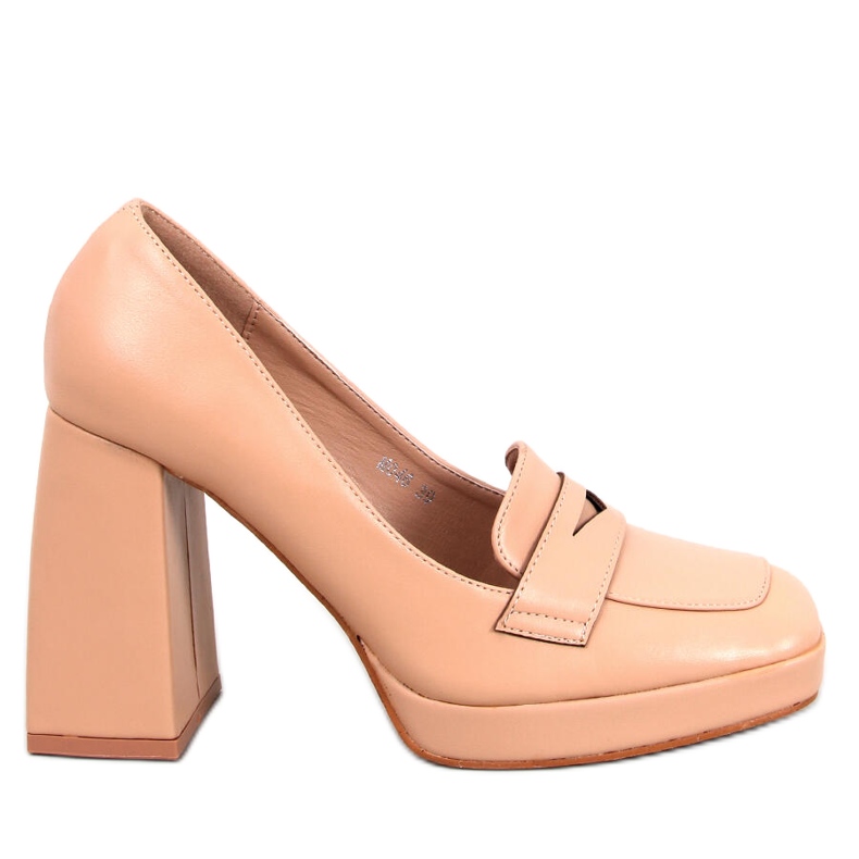 Mocasines Entee nude de tacón alto beige