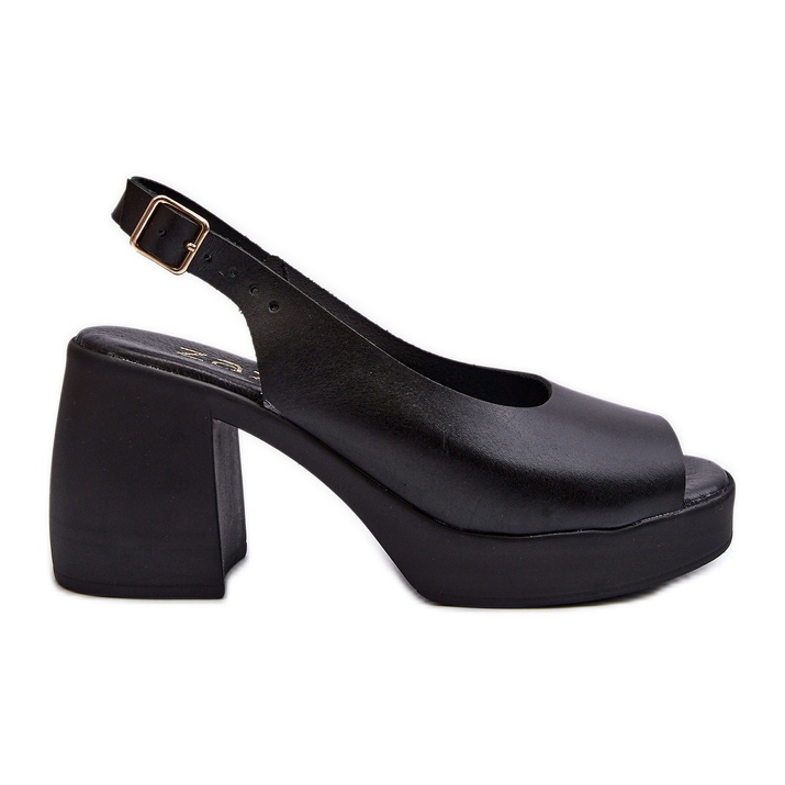 Zazoo 40376 Sandalias de piel con tacón alto grueso, negro