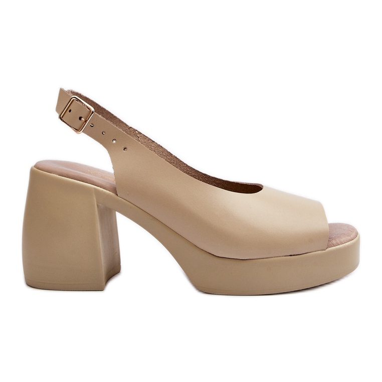 Zazoo 40376 Sandalias de cuero beige con tacones altos enormes