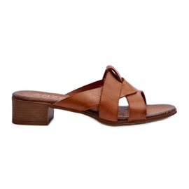 Zazoo 40236 Zapatillas Mujer de Piel con Tacón Bajo Marrón