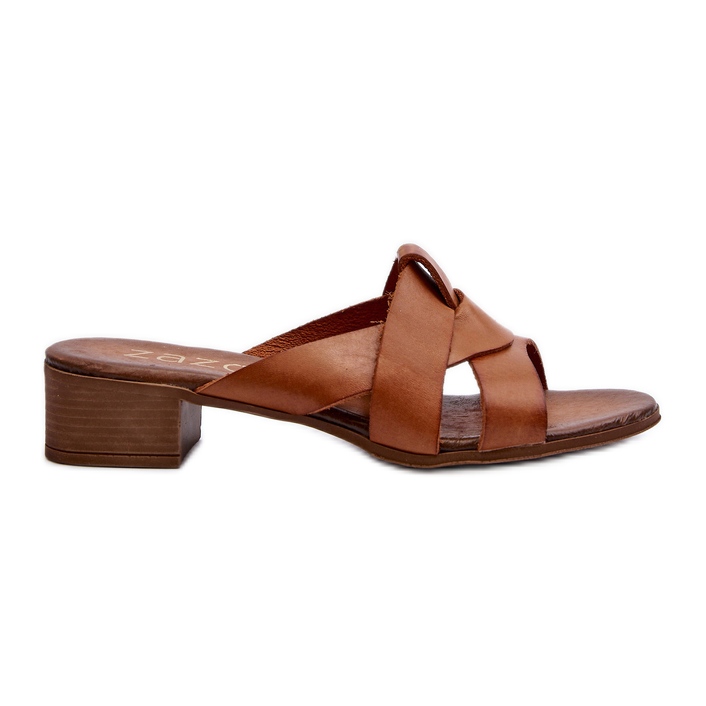 Zazoo 40236 Zapatillas Mujer de Piel con Tacón Bajo Marrón