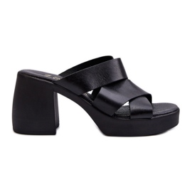 Zazoo 40373 Chanclas de Piel con Bloque, Negro