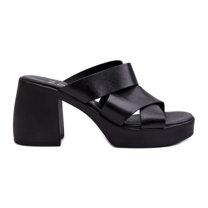 Zazoo 40373 Chanclas de Piel con Bloque, Negro