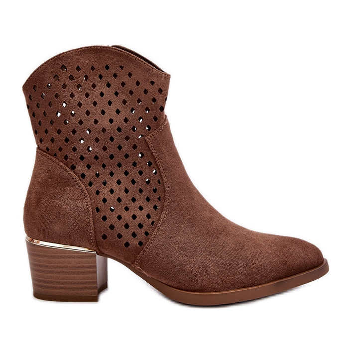 Vinceza Botas Tacón Bajo Calado Marrón Cilvana