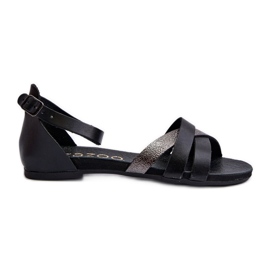 Zazoo 40225 Sandalias Planas Piel, Negro