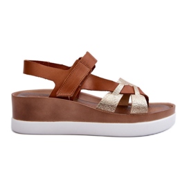 Zazoo 40397 Sandalias Mujer Piel con Plataforma, Marrón