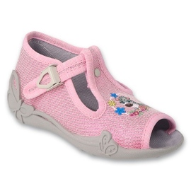Pantuflas infantiles befado 213P142 cebra rosa con flores rosado