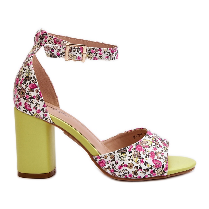 Sandalias de tacón con flores amarillas Vitamella amarillo