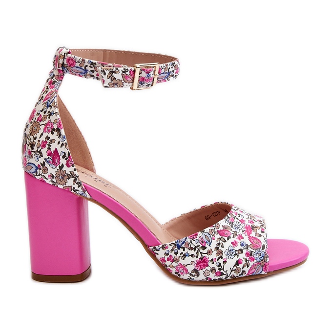 Sandalias de tacón alto florales Vitamella fucsia rosado