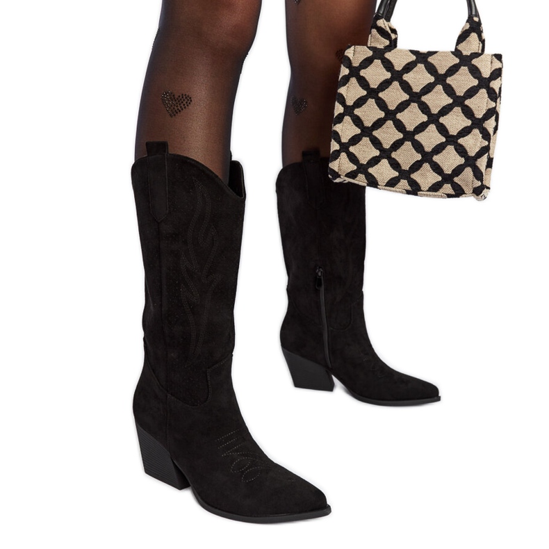 Botas cowboy Sapri negras tacón alto negro Botas cowboy Sapri negras tacón alto negro