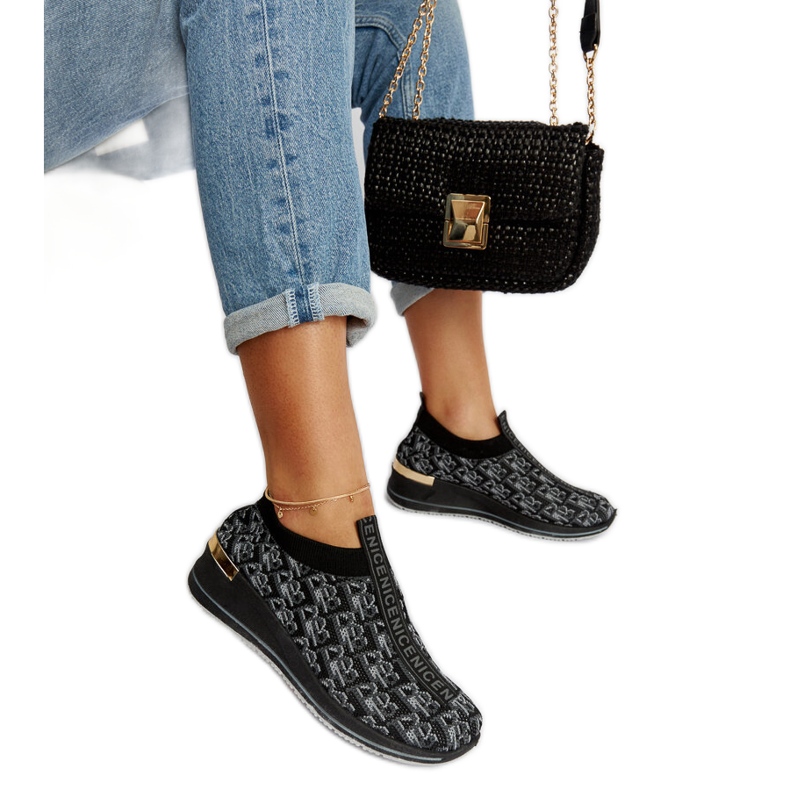 Zapatos Slip On Tartano negros y grises