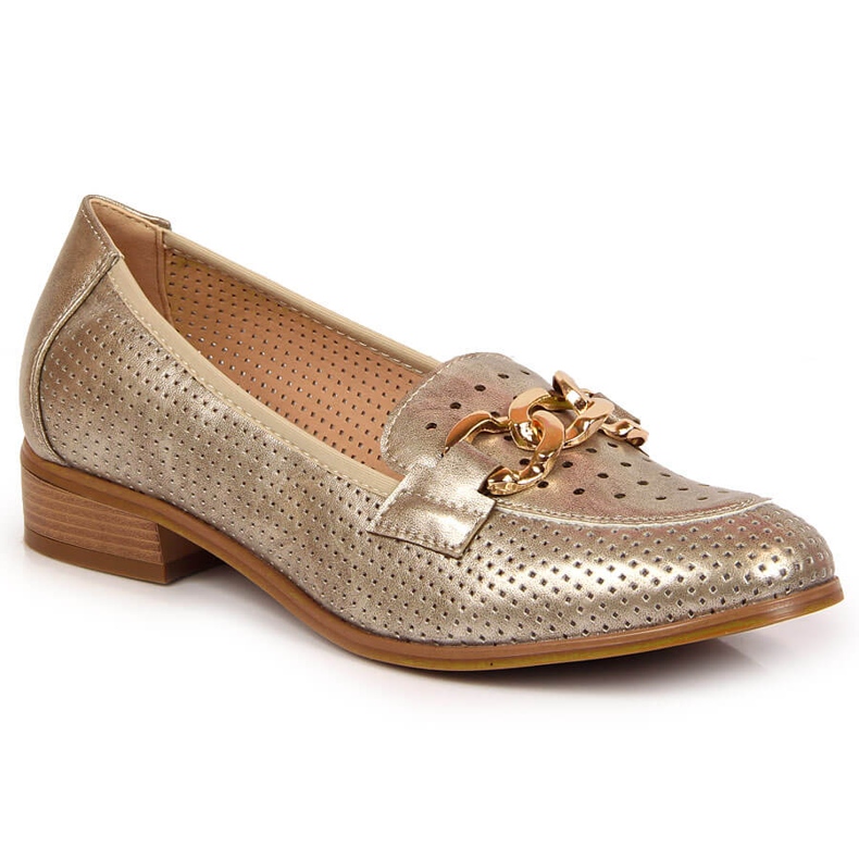 Zapatos calados con cadena dorada de Potocki. dorado