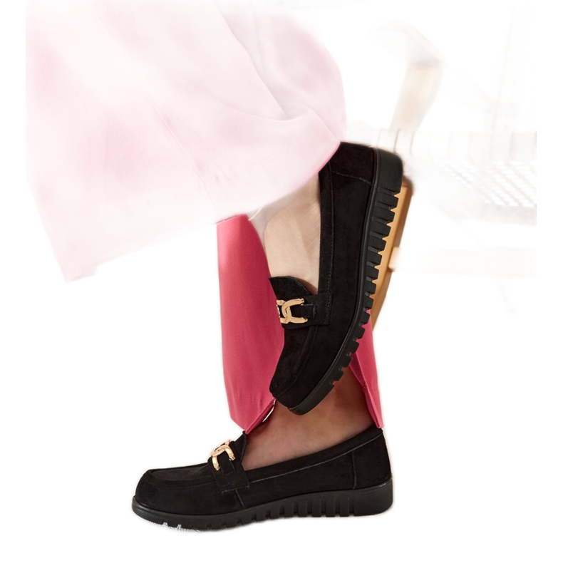 Mocasines de ante negro con hebilla Sardis