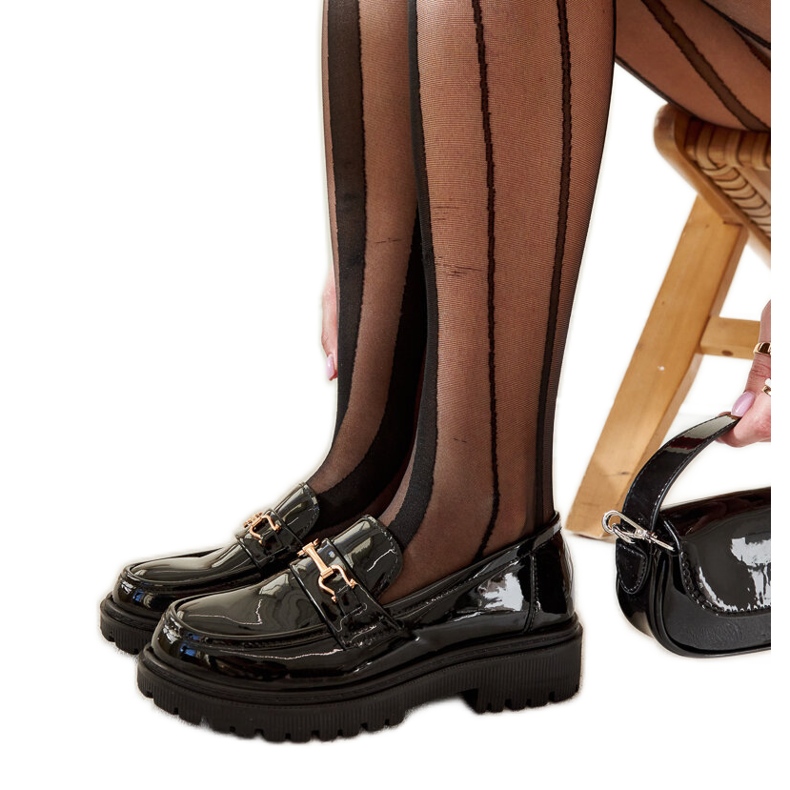 Mocasines charol negro con hebilla Barbara Mocasines charol negro con hebilla Barbara