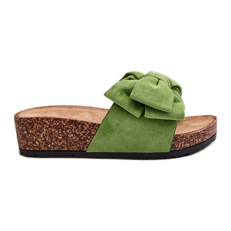 Chanclas de Mujer con Plataforma de Corcho y Lazo, Verde Tarena