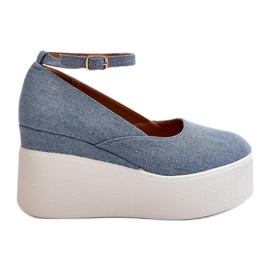 Alpargatas Mujer Denim Con Cuña Azul Malla