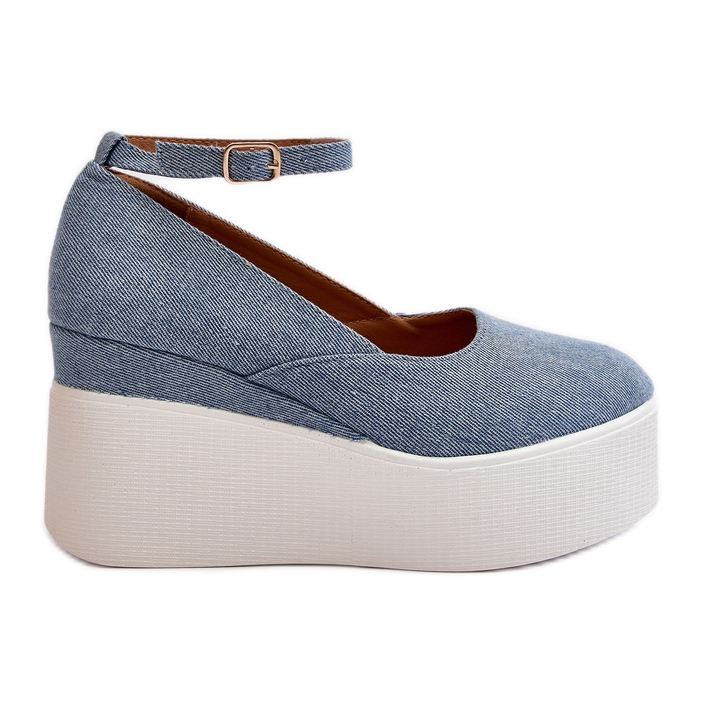 Alpargatas Mujer Denim Con Cuña Azul Malla