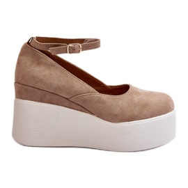 Alpargatas con cuña Malla de mujer de color beige