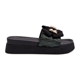 Chanclas de Mujer con Lazo y Osito, Negro Katterina
