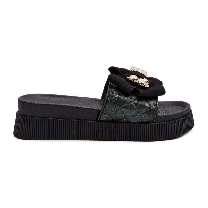 Chanclas de Mujer con Lazo y Osito, Negro Katterina