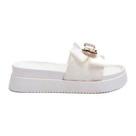 Chanclas de Mujer con Lazo y Osito, Blanco Katterina