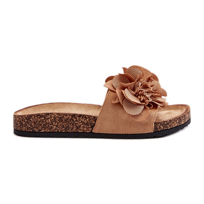 Chanclas de mujer con flores, Marrón Lulania