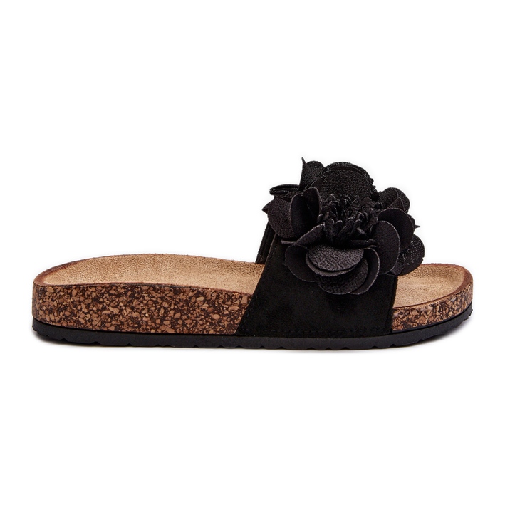 Chanclas de mujer con flores, Negro Lulania