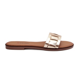 Chanclas planas Namrita doradas clásicas para mujer dorado