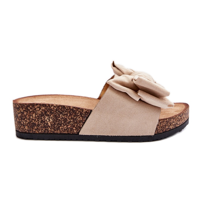 Chanclas de Mujer con Plataforma de Corcho y Lazo, Beige Tarena