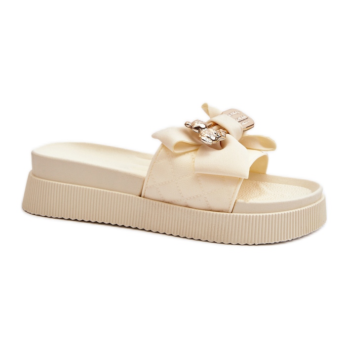 Chanclas de Mujer Beige con Lazo y Osito Katterina