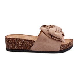 Chanclas de mujer con plataforma de corcho y lazo Caqui Tarena beige