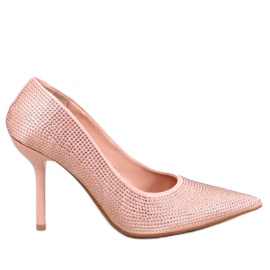 Tacones de mujer Paulis Champagne con circonitas rosa